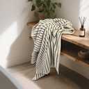 Jacquotha Black and Ivory Striped Bath Towels Set of 2, Lighter & Quick Dry Towels Large 27.5 x 55 inches, Farmhouse for Bathroom, Pool, Shower