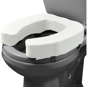 Lunderg Padded Toilet Seat Riser for Seniors - Adds 3 inches. Universal Fit - FIRM Raised Toilet Seat Cushion with High-Density Foam for Enhanced Comfort & Elevation. Post-Surgery Must have (White)