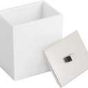 mDesign Plastic Rectangle Apothecary Canister - Organizer for Bathroom Vanity Countertop Shelf Decor - Holds Cotton Swabs, Soap, Makeup, Bath Salts - Lumiere Collection - 2 Pack - White/Brushed Chrome