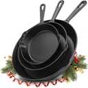 Utopia Kitchen Cast iron Skillets 3 Piece Set, Chefs Pan, Pre Seasoned Cast iron Skillets, 6, 8 & 10 Inches, Easy Use in the Oven, Stove, Grill, or Campfire, Black