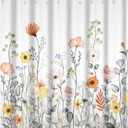 Yeele 48x72 Inch Floral Shower Curtain Vivid Watercolor Wild Plants Bath Curtains Shower Set Vintage Rustic Nature Spring Bathroom Sets Waterproof Bathroom Curtains with Hooks (Yyr00025)