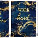 LevvArts Inspirational Wall Art Stay Positive Work Hard Make It Happen Office Wall Decor Motivational Encouraging Canvas Prints Blue and Gold Pictures Decoration (Blue)