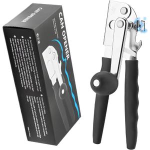 Commercial Can Opener,Stainless Steel Heavy Duty Hand Crank Manual Can Openers with Comfortable Extra-long Handles,Ergonomic Design,Black