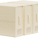 SheetCube Bed Sheet Organizers and Storage 4 Pack, Foldable Linen Closet Organizer with Window and Label, Bedding Folder Storage Box Container for Blanket, Duvet Cover Set, Bed Sheet Set - Beige