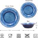 12 Pcs Blue Melamine Dinnerware Set, Shatterproof and Dishwasher Safe, Ideal for Indoor and Outdoor Use