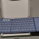 Samsers Foldable Bluetooth Keyboard with Touchpad, Full-Size Wireless Folding Keyboard with PU Leather, Portable Travel Keyboards for iOS Android Windows Mac OS, Support 3 Devices (BT5.1 x 3), Blue