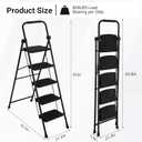 5 Step Ladder Folding Step Stool, Wide Platform Ladder with Non-Slip Steps for Kitchen, Office, Garage, and Home Use