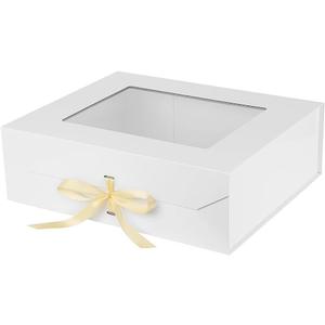 Extra Large White Gift Box White for Presents with Ribbon 19x16x6 Inches Clear Gift Box with Window Magnetic Closure Gift Boxes with Lids