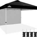 EAGLE PEAK Pop Up Canopy Tent with 1 Sidewall, Easy Setup Event Tent, Outdoor Sun Shade, Wheeled Carry Bag, Stakes and Guy Ropes, Instant Canopy 12x12, Black