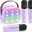 Upgraded Mini Karaoke Machine with 3 Wireless Microphones Toy for Kids, Birthday Gifts for Girls Boys, Portable MP3 Player for Ages 3, 4, 5, 6, 7, 8, 9, 10, 11, 12+ Year Old Family Party (Purple)