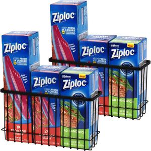 Toplife Wall Door Adhesive Kitchen Wrap Organizer Rack, No Drilling, Black - Set of 2