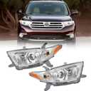 PENSUN Headlights Assembly Fit for Toyota Highlander 2011 2012 2013, Halogen Headlamp Assembly Pair Replacement, Driver & Passenger Side