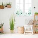 AfanD 4ft(47in) Tall Artificial Grass Plant with White Reed Flowers in Pot, Faux Indoor Home Decorative Plants for House