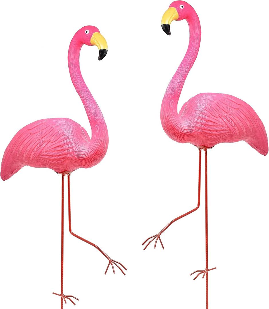 Pink Flamingo Yard Decorations Pack of 2 Flamingos Decor Ornaments for Outdoor Lawn and Garden