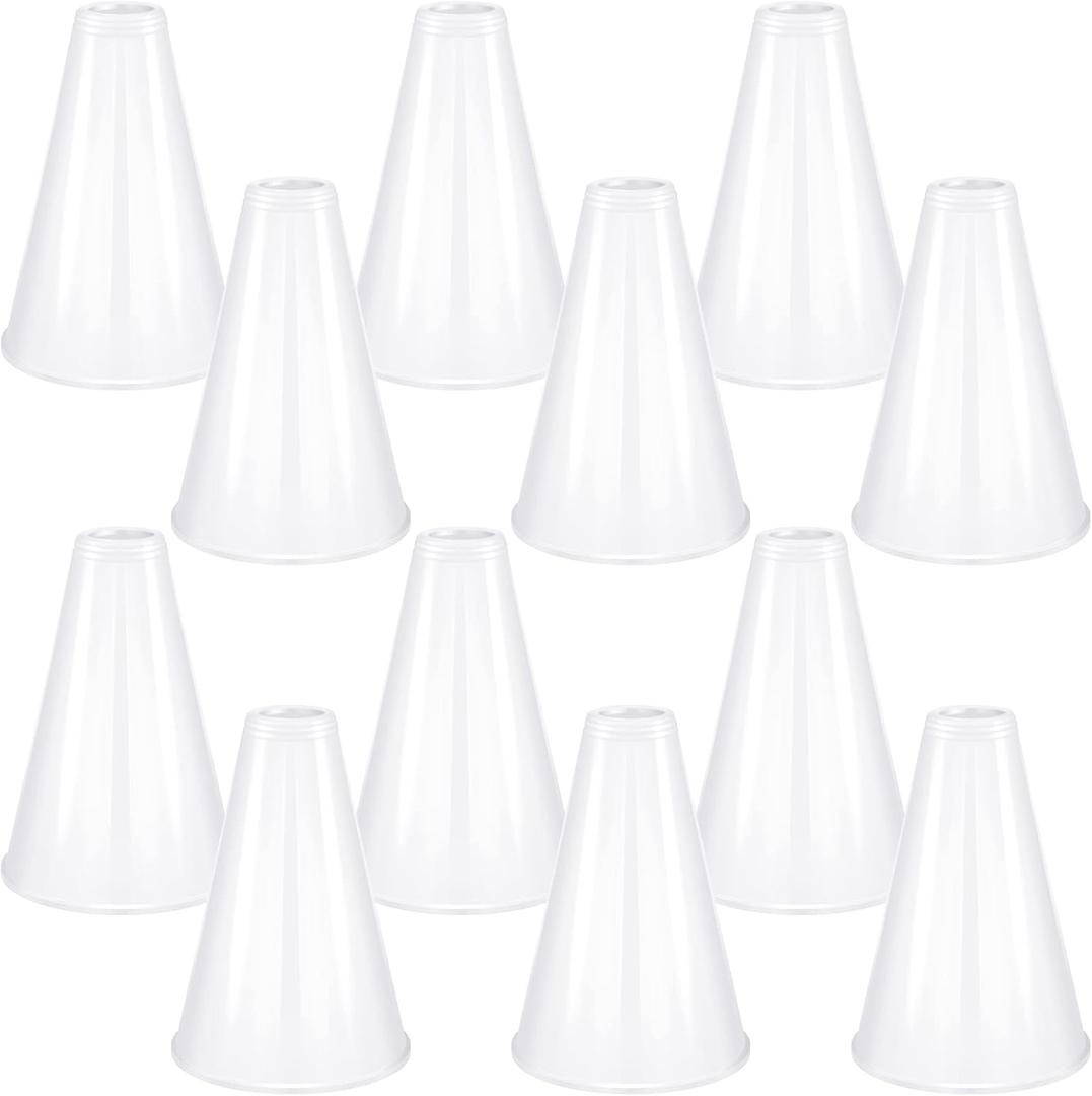 Woanger 12 Pieces Cheer Megaphone for Party Favors Sports Cheers Party Noisemaker DIY Plastic Megaphone for Sports Match Mardi Gras Outdoor Activities(White)