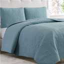 Mellanni King Bedspread Coverlet Set - Bedding Cover with Shams - Ultrasonic Quilting Technology - 3 Piece Oversized Quilt Set - Bedspreads & Coverlets (King, Spa Blue)