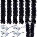 Taiyin 6.6ft Turkey Chandelle Feather Boas with Heart Rimless Sunglasses for Party Dress Up Costume