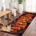 Hallway Runner Rug 2x6 Washable, Non Slip Fiery Lava Chasm Rope Ladder Rock Fantasy Soft Kitchen Runner Rug for Laundry Room Farmhouse Entryway Living Room Bedroom