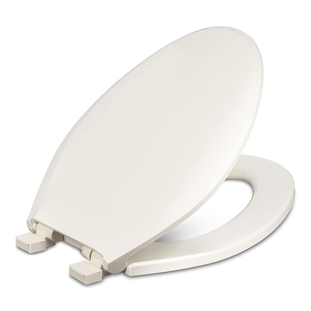 Centoco 3800SC-416 Elongated Plastic Toilet Seat with Safety Close, Light Weight Residential, Biscuit