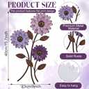 Xuhal Metal Flower Wall Art, 15.75 Inch Vintage Daisy Wall Decor, Not 3D, Flat Rustic Metal Floral Hanging Farmhouse Spring Leaf Sculpture for Living Room Bedroom Indoor Outdoor(Purple)