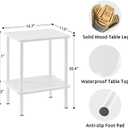 Apicizon 2 Tier End Table Set of 2, Small Side Table with Solid Wood Legs, Boho Bedside Table with Storage Shelf, Nightstand for Small Spaces, Bedroom, Living Room, Entryway, Easy Assembly, White