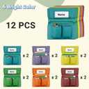 12 Pack Chair Pockets for Classrooms, 20 x 17 Inch Seat Sacks for Classroom Chairs k-2 with Name Slots and Tags, Chair Pockets for Kindergarten, School, Home, Office (6 Bright Color) (Large)