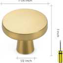 Ravinte 30 Pack Solid Knobs Kitchen Cabinet Round Pulls Dresser Handles Gold Cupboard Hardware Brushed Brass Door Drawer Knobs