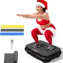 Vibration Plate Exercise Machine for Lymphatic Drainage,Power Vibrate Stand Shake Board 400 Lbs Capacity Fitness Platform with Fitness Resistance Bands Weight Loss Gifts for Women Men
