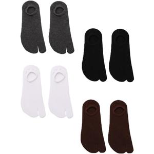 Men -Toed Cotton Socks 4 Pairs Low Cut Crew Socks Breathable Sweat Absorbent Silicone Grip Non-Slip Tabi Socks for Everyday Wear