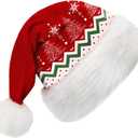 Santa Hat for Adults, Unisex Women Men Velvet Comfort Red Christmas Santa Claus Hats for Xmas Eve New Year Holiday Party Supplies