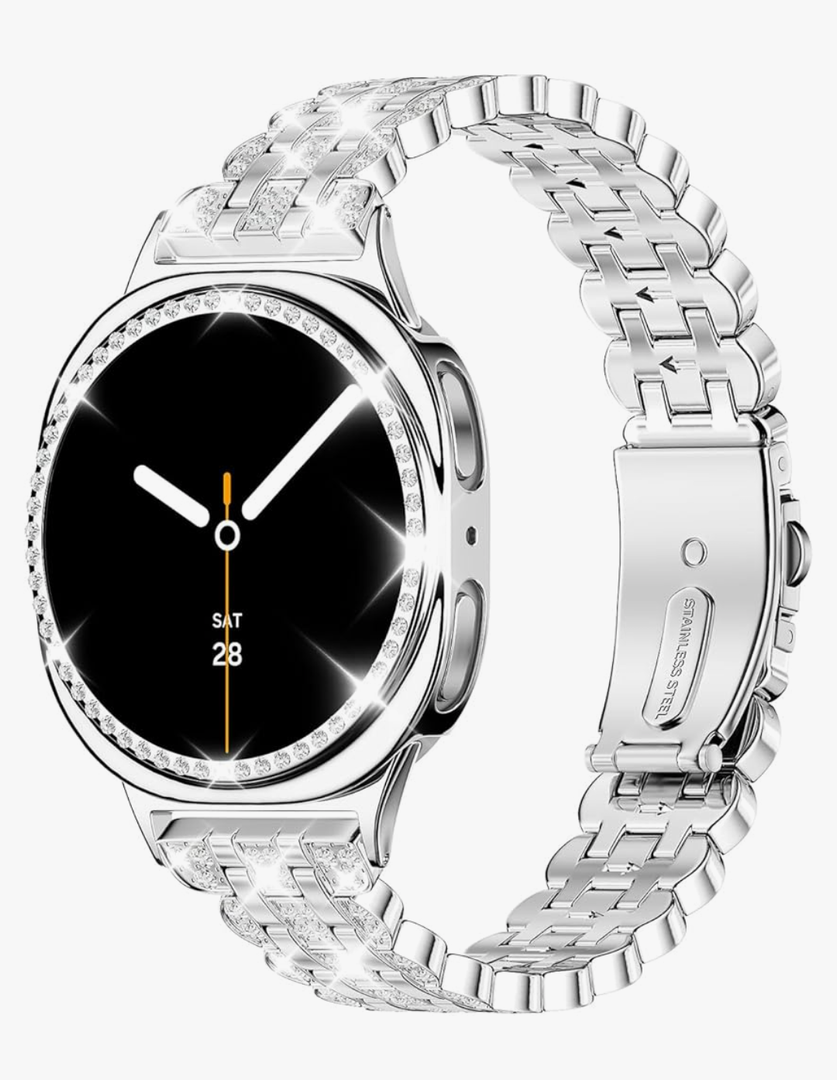 Bling Band+ Case Compatible with Galaxy Watch 8 40mm/44mm, Women Replacement Dressy Strap& Cover for Samsung Galaxy Watch8