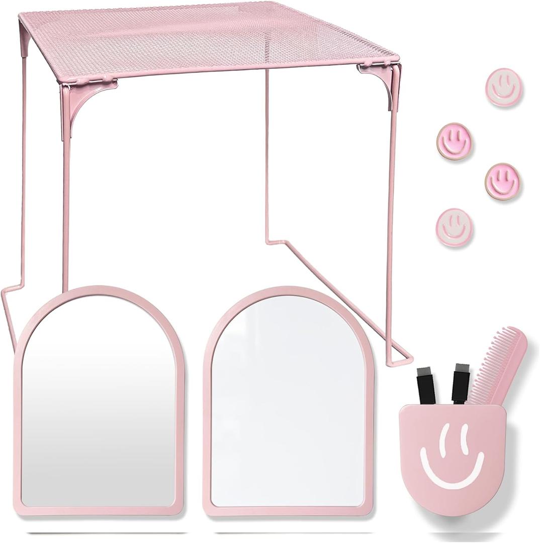 KEYDUACU 10 pcs - Locker Accessories, Locker Decorations Including Mirrors, whiteboards, Magnets and organizing Supplies. Ideal for Back-to-School Essentials and The Office (11 Pcs - Pink)