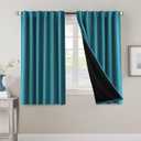 H.VERSAILTEX 100% Blackout Curtains for Bedroom with Black Liner Full Room Darkening Curtain 54 Inch Long Thermal Insulated Back Tab/Rod Pocket Window Drapes for Living Room, 2 Panels, Turquoise Blue