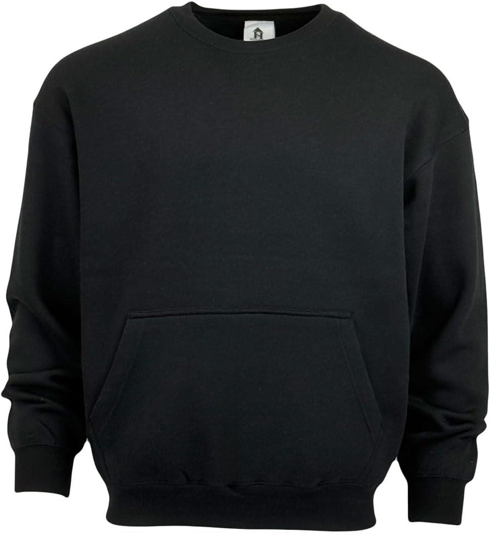 Homespun Ultra Soft Pouch Pocket Crewneck Sweatshirt (Small, Black)