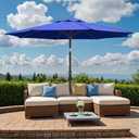 Outdoor Patio Umbrella, Table Umbrella with Push Button Tilt and Crank, 8 Ribs Market Umbrella