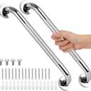 2 PCS Shower Grab Bars for Seniors, 24 Inch Anti Slip Shower Handle, Stainless Steel Bathroom Balance Bar, Safety Hand Rail Support, Assist Bath Handrails for Handicap, Elderly, Pregnant