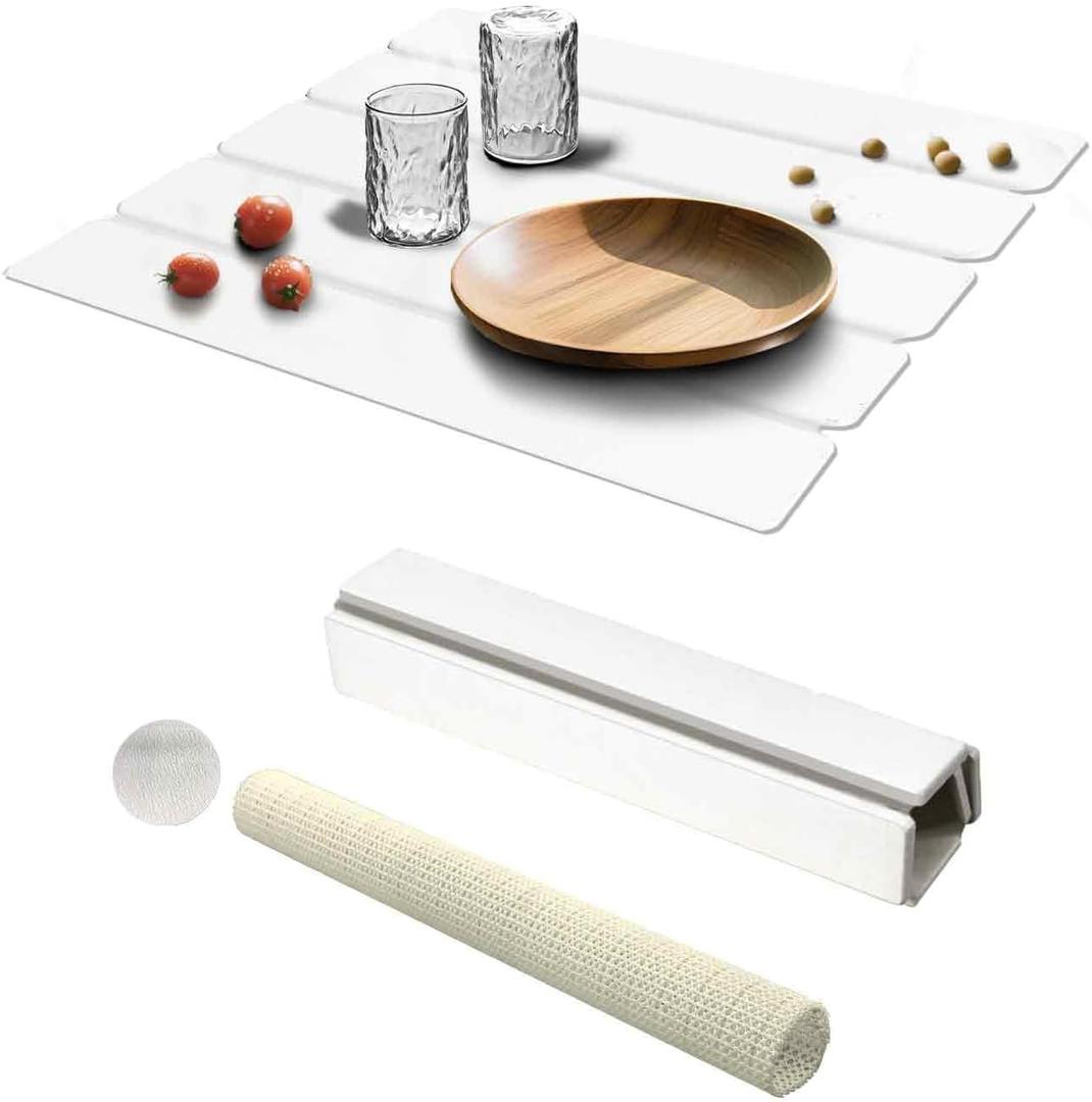 Dish Drying Mat Stone Bath Mat Diatomaceous Earth Stone Drying Mat For Kitchen Counter Sink Bath Mat Quick Dry Non Slip Foldable Dish Drying Rack Mat Small(16"12" White)