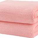 HOMEXCEL Bath Towels Pack of 2, (27 x 54 Inches) Microfiber Ultra Soft Highly Absorbent Bath Towel Set, Lightweight and Quick Drying Towels for Body, Sport, Yoga, SPA, Fitness, Pink