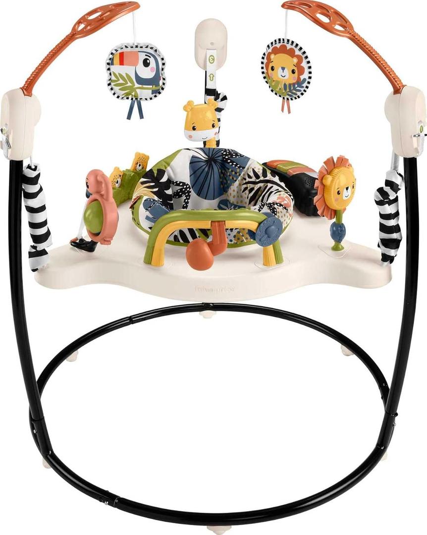 Fisher-Price Baby Bouncer Palm Paradise Jumperoo Activity Center with Music Lights Sounds and Developmental Toys (Multicolor)