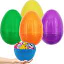 The Dreidel Company 4-Pack Massive 8" Inch Multicolor Fillable Easter Eggs Colorful Bright Plastic, Stands Upright, Perfect for Surprise, Easter Hunt, Assorted Colors, 8" Giant Fillable Eggs (4-Pack)