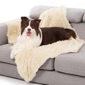 Bedsure   Dog Blanket for Couch & Furniture Protection - Super Soft Reversible Throw for Large Dogs & Cats, Calming Washable Fur & Sherpa Pet Blanket(40x50 Inch, Beige)