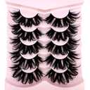 HBZGTLAD Cat eye Eyelashes 3D Natural False Lashes D Curl Fluffy Soft Cross 5 pairs Manga Lashes Wispy Natural Eyelash Extension Makeup (S25)