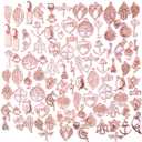 100pcs Rose Gold Mixed Charms Pendants Tibetan Alloy Vintage Charms Wholesale Bulk Crafts Supplies for DIY Necklace Bracelet Earring Handmade Jewelry Making Accessories