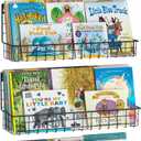 X-cosrack 4-Pack Wall Mounted Metal Kids Bookshelf, Floating Book Shelves for Kids Nursery Toddler Classroom, Hanging Book Shelf Organizer for Room Decor, Black (15.5 inch)