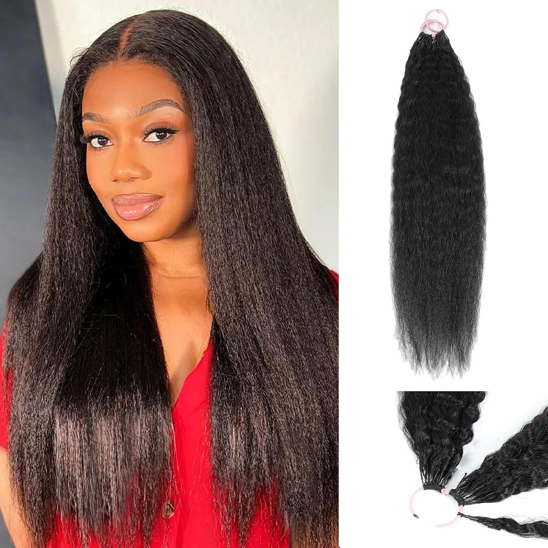 Human Crochet Hair for Black Women Kinky Straight Feather Crochet Human Hair Extensions 20 inch 50g Lightweight Pre-Separated Reusable Invisible Miracle Knots Human Hair Bundles Natural Black