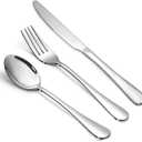 Silverware Set,SANTUO Stainless Steel Knives Spoon Forks Set for Home, Kitchen and Restaurant, Mirror Polished& Dishwasher Safe (18pcs Silverware Set)