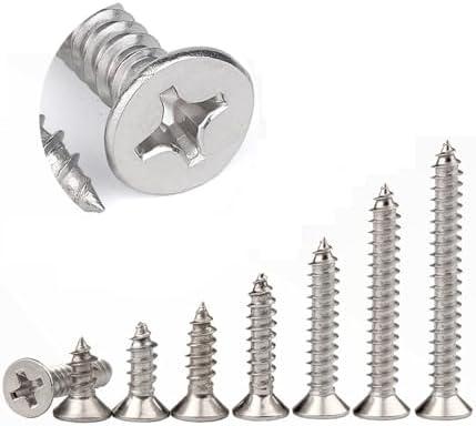Pack of 2, CAMKONG Wood Screws Assortment kit,420Pcs,Stainless Steel Drywall Screws, Flat Head Phillips Drive Self-Tapping Screws,M3 Screw kit,8 Size Wood Screws & M6 Screw Anchors