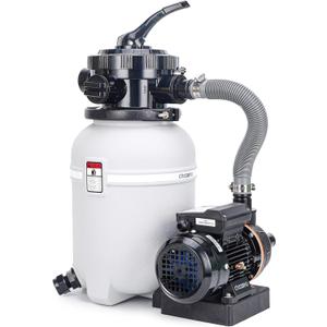 10 Inch Pool Sand Filter Pump for Above Ground Pools, 2220 GPH 1/4 HP Filtration System with 6-Way Valve, 30 lb Tank, Hose Adapters, 115V