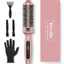 Terviiix Thermal Brush Get Voluminous Style, Quick Heating Hot Brush, Ceramic Tourmaline Ionic Heated Curling Iron, Digital Display 9 Temperatures Curling Wand, Dual Voltage, 1.5 Inch