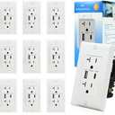 [10 Pack] LGL USB C Charger Wall Outlet, 20W Fast Charging USB A & USB C Port Wall Receptacle, 20Amp 125 V Duplex Tamper Resistant Receptacle, ETL Listed, Wall Plate Included, White (10 Pack)